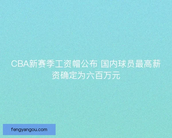 CBA新赛季工资帽公布 国内球员最高薪资确定为六百万元 CBA新赛季工资帽公布 国内球员最高薪资确定为六百万元