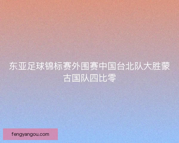 东亚足球锦标赛外围赛中国台北队大胜蒙古国队四比零