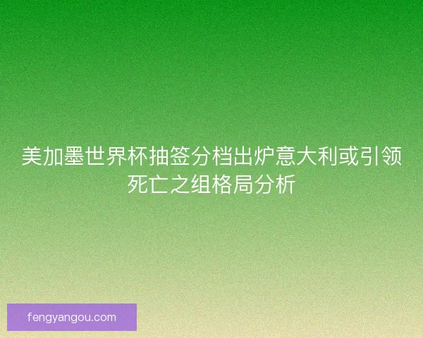 美加墨世界杯抽签分档出炉意大利或引领死亡之组格局分析